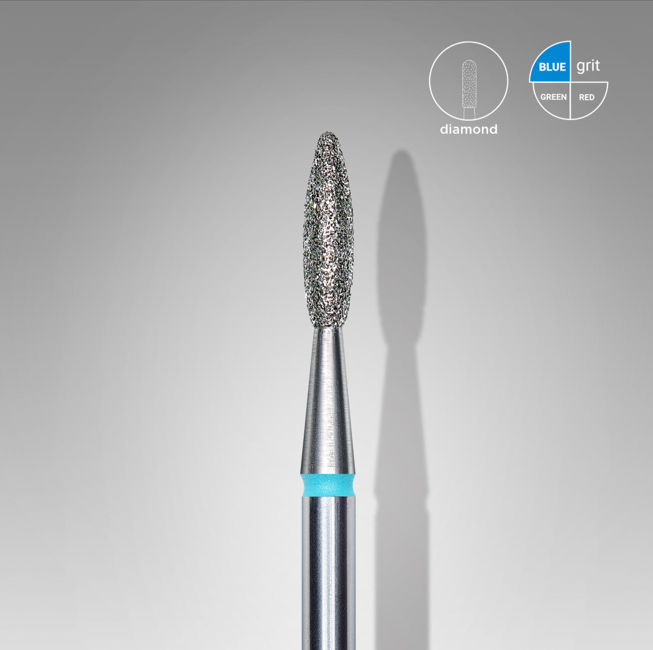 Diamond nail bit “flame”, sharp, blue, 2.1 mm