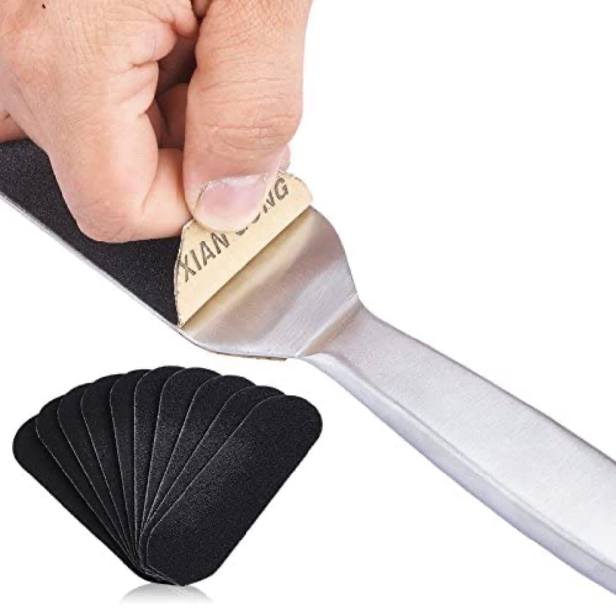 Foot File Refills, Abrasive Pedicure File Replacement Pads Black Pack of 10 (Black)