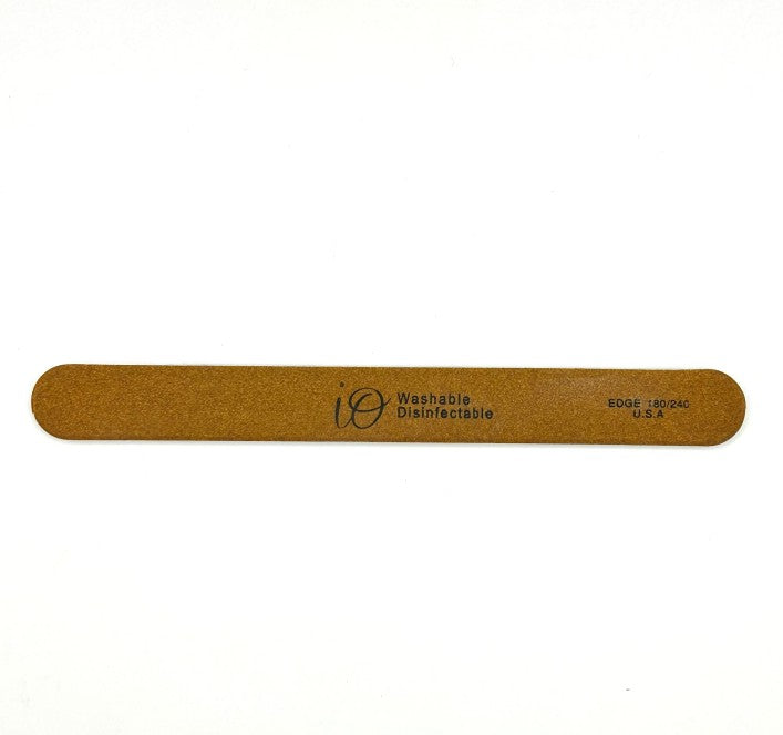 IO Straight Nail File 180/240 Grit – Washable & Disinfectable – Brown Edge File
