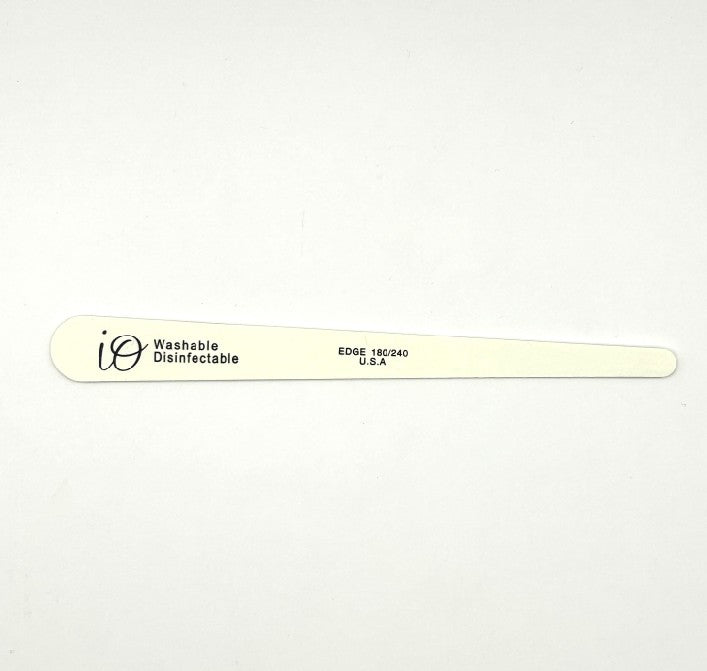 IO Slim Tapered Nail File 180/240 Grit – Washable & Disinfectable – White