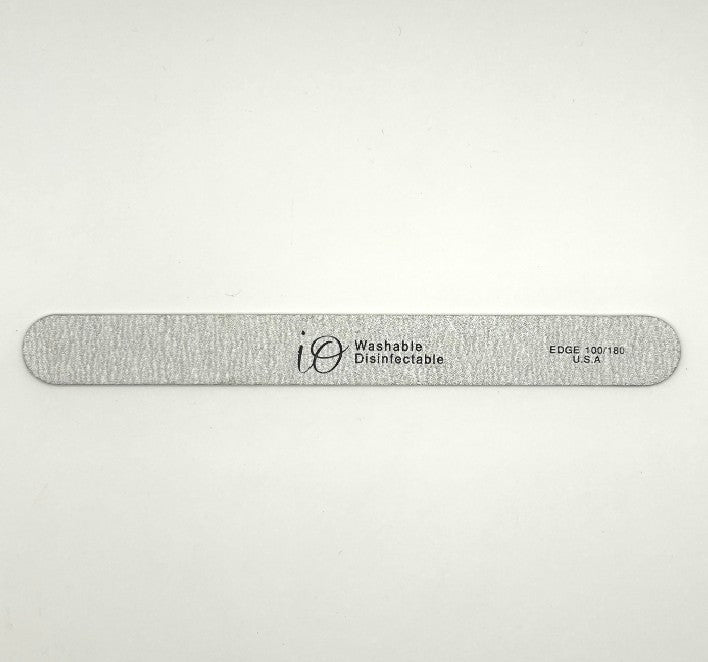 IO Straight Nail File 100/180 Grit – Washable & Disinfectable – Silver Edge File