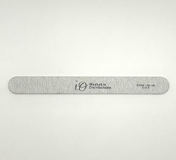IO Straight Nail File 100/180 Grit – Washable & Disinfectable – Silver