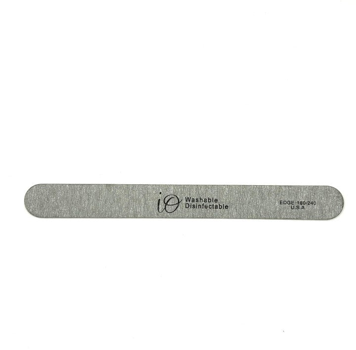 IO Straight Nail File 180/240 Grit – Washable & Disinfectable – Silver