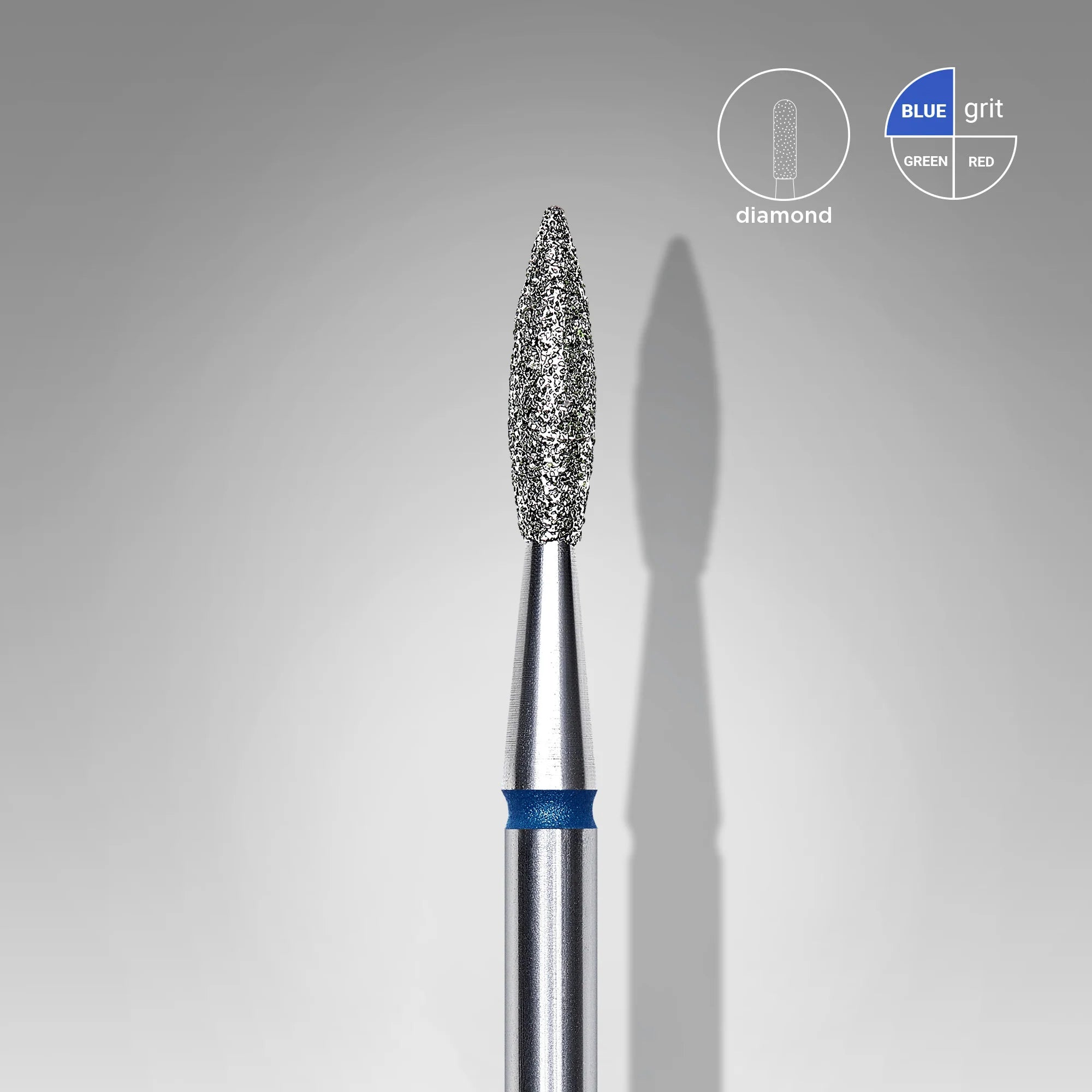 Diamond nail bit “flame”, sharp, Blue 2.3 mm