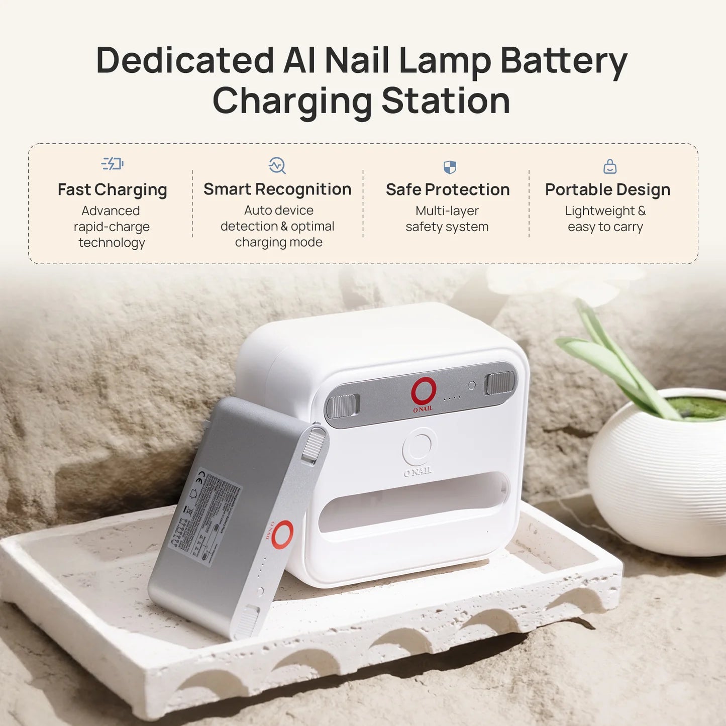 Battery Charging Station with 2 Battery - O NAIL