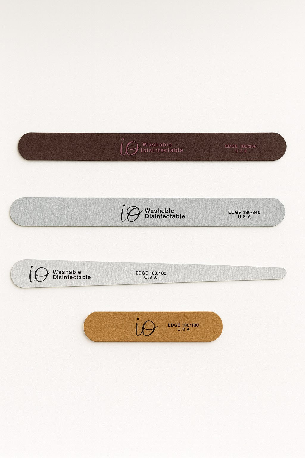 IO Long Slim Nail File 100/180 Grit – Washable & Disinfectable – Silver Edge File