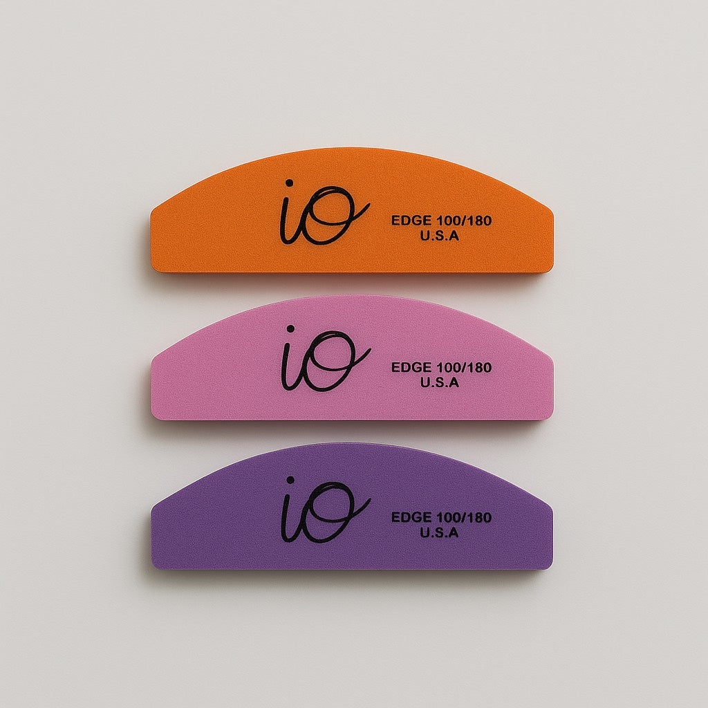 IO Mini Half-Moon Nail File 100/180 Grit – Washable & Disinfectable – Orange