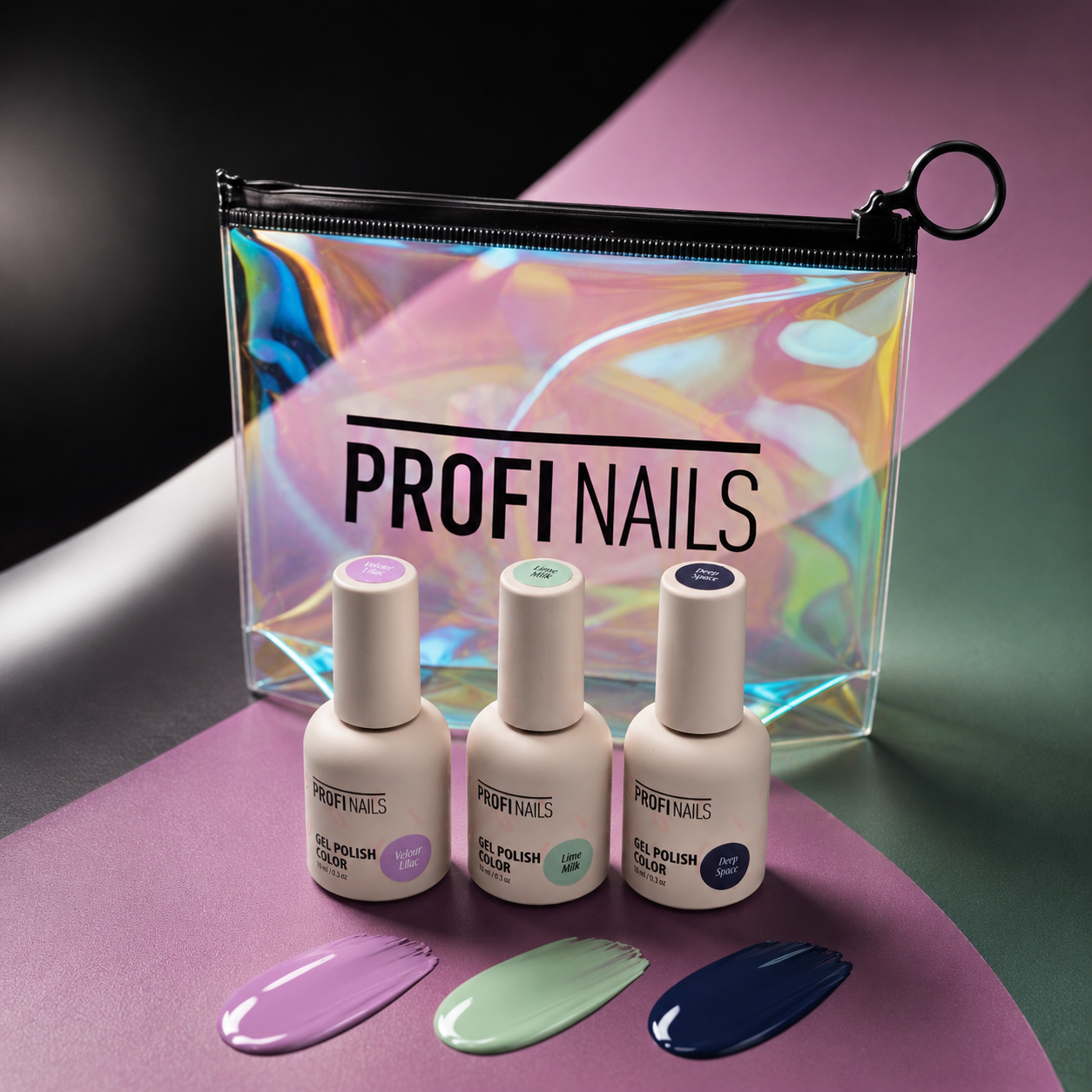 Pastel Eclipse Gel Polish Trio — Velour Lilac, Lime Milk & Deep Space