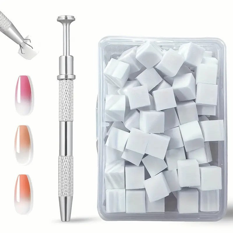 Profi Nails soft nail art sponge set with grabbing pen for controlled gel polish, pigment, ombré and blended nail art application.