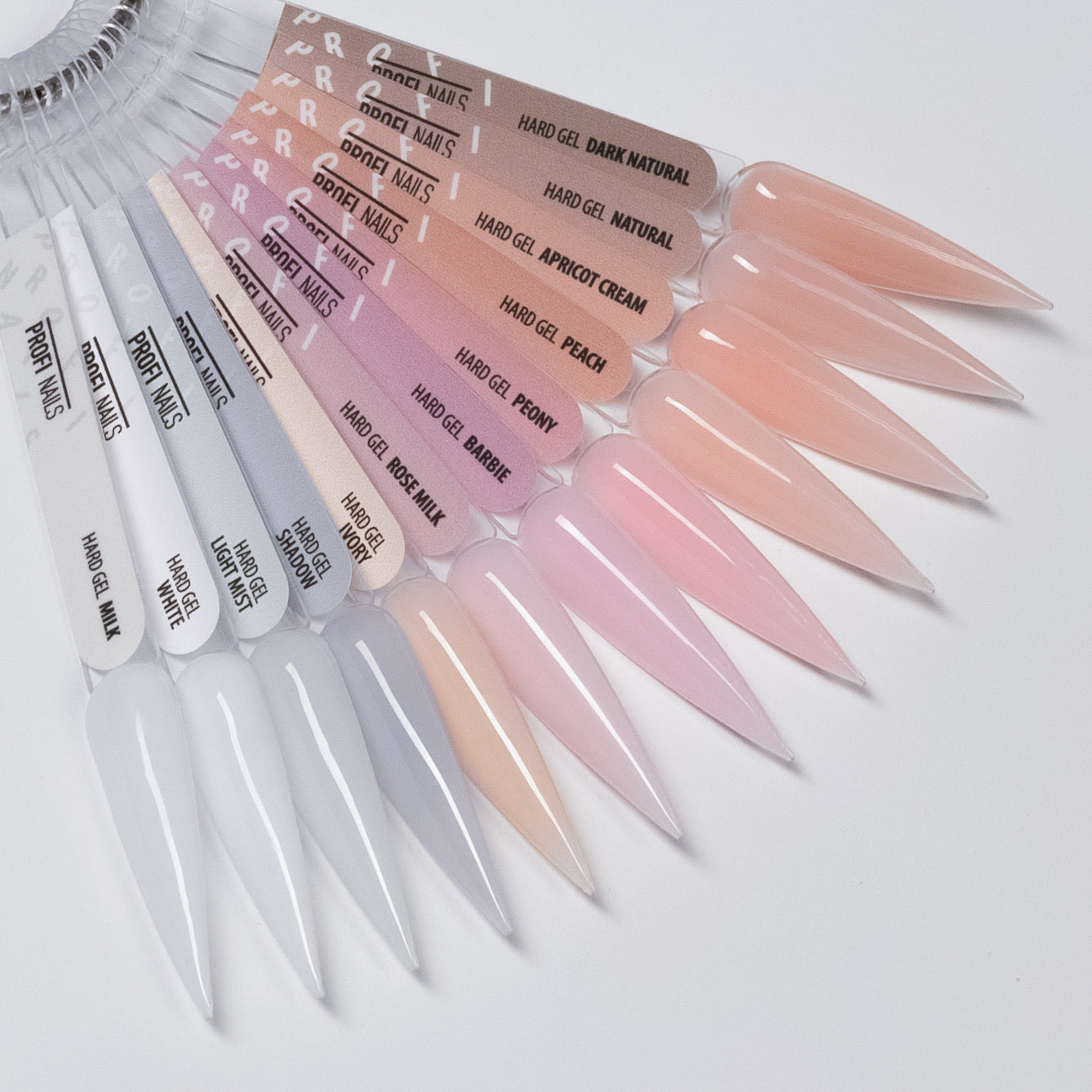 Hard gel swatch for natural-looking nude manicures
