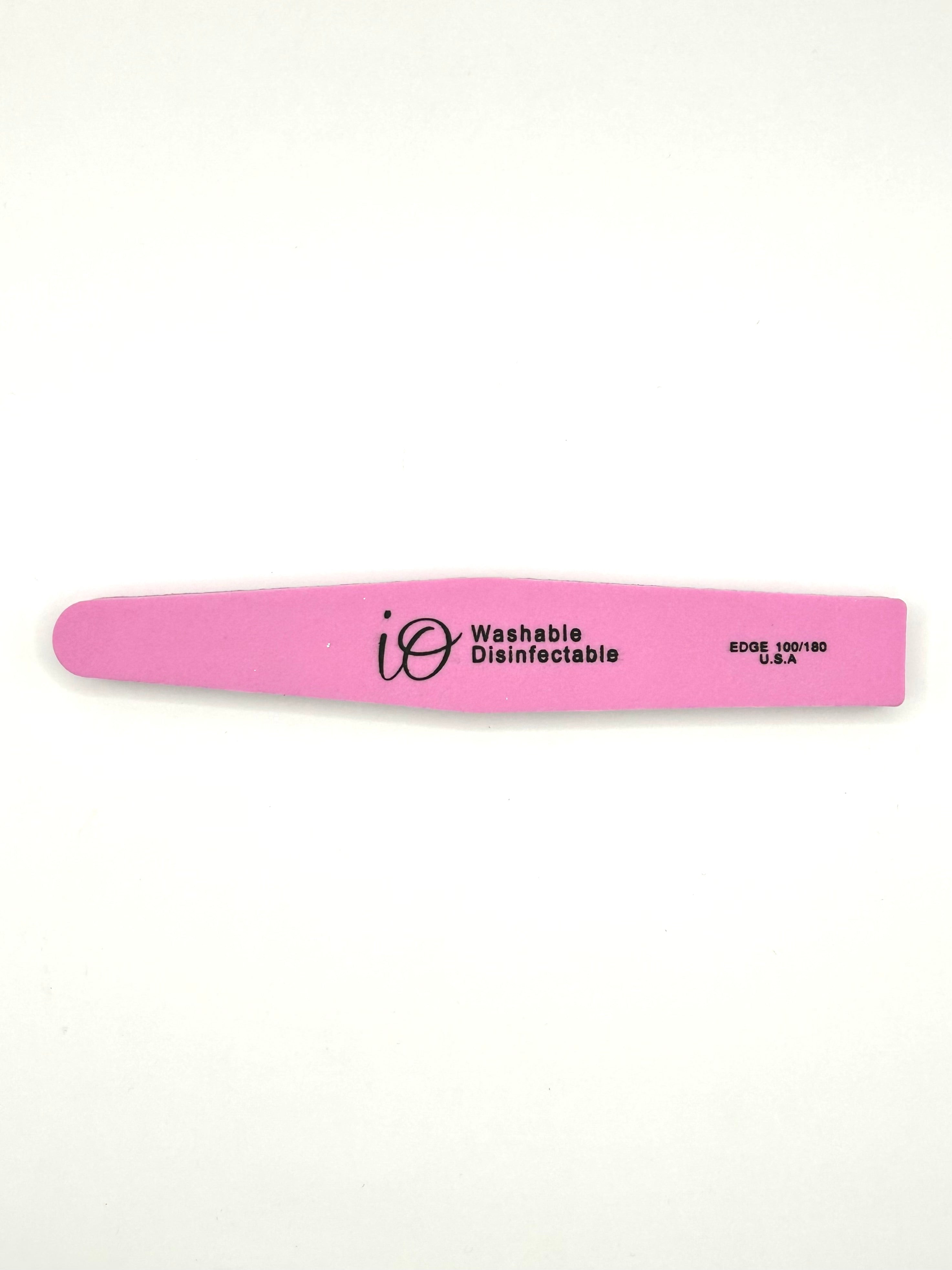 IO Straight Nail File 100/180 Grit – Washable & Disinfectable – Pink Edge File