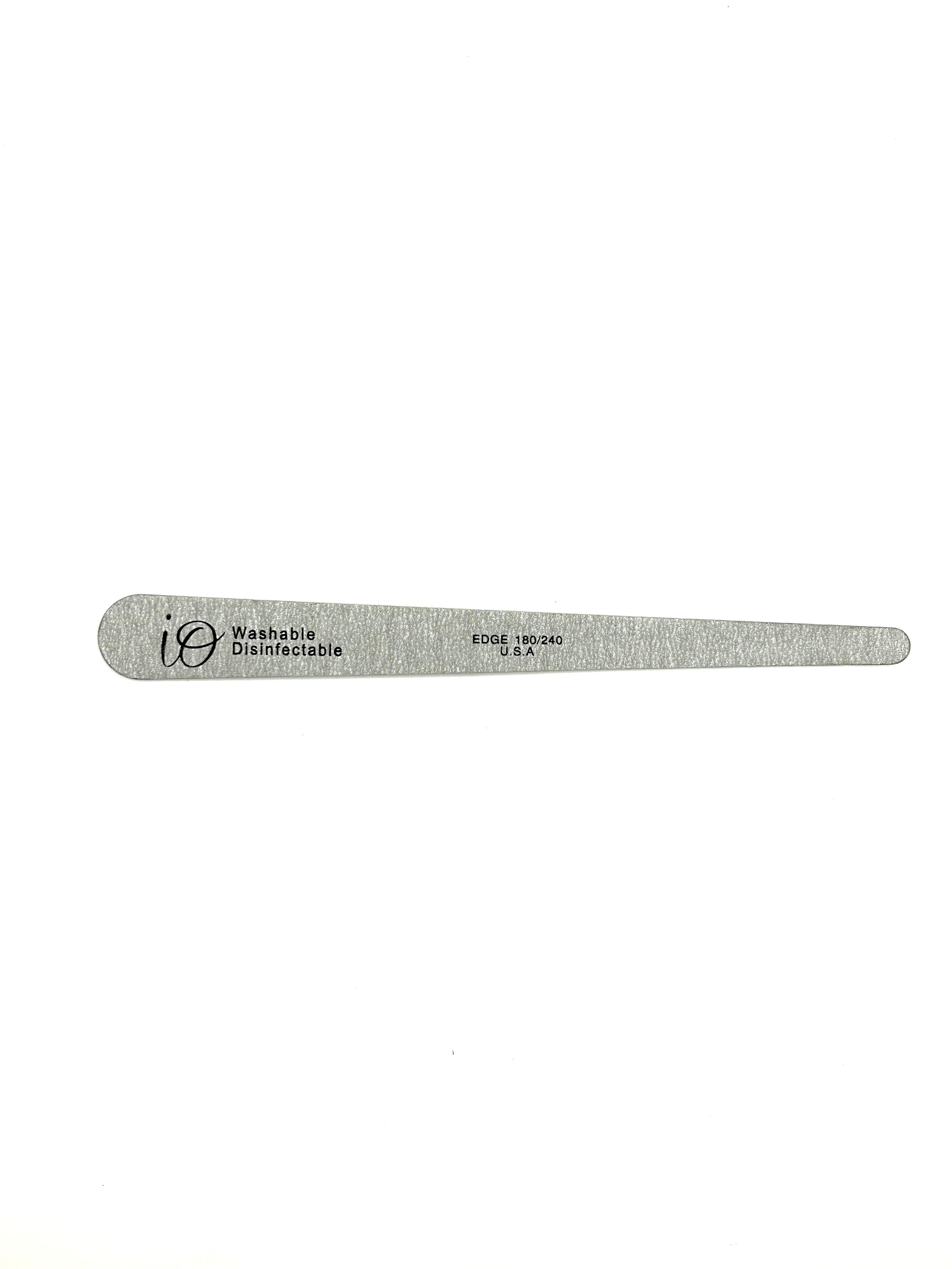 IO Long Slim Nail File 180/240 Grit – Washable & Disinfectable – Silver Precision File