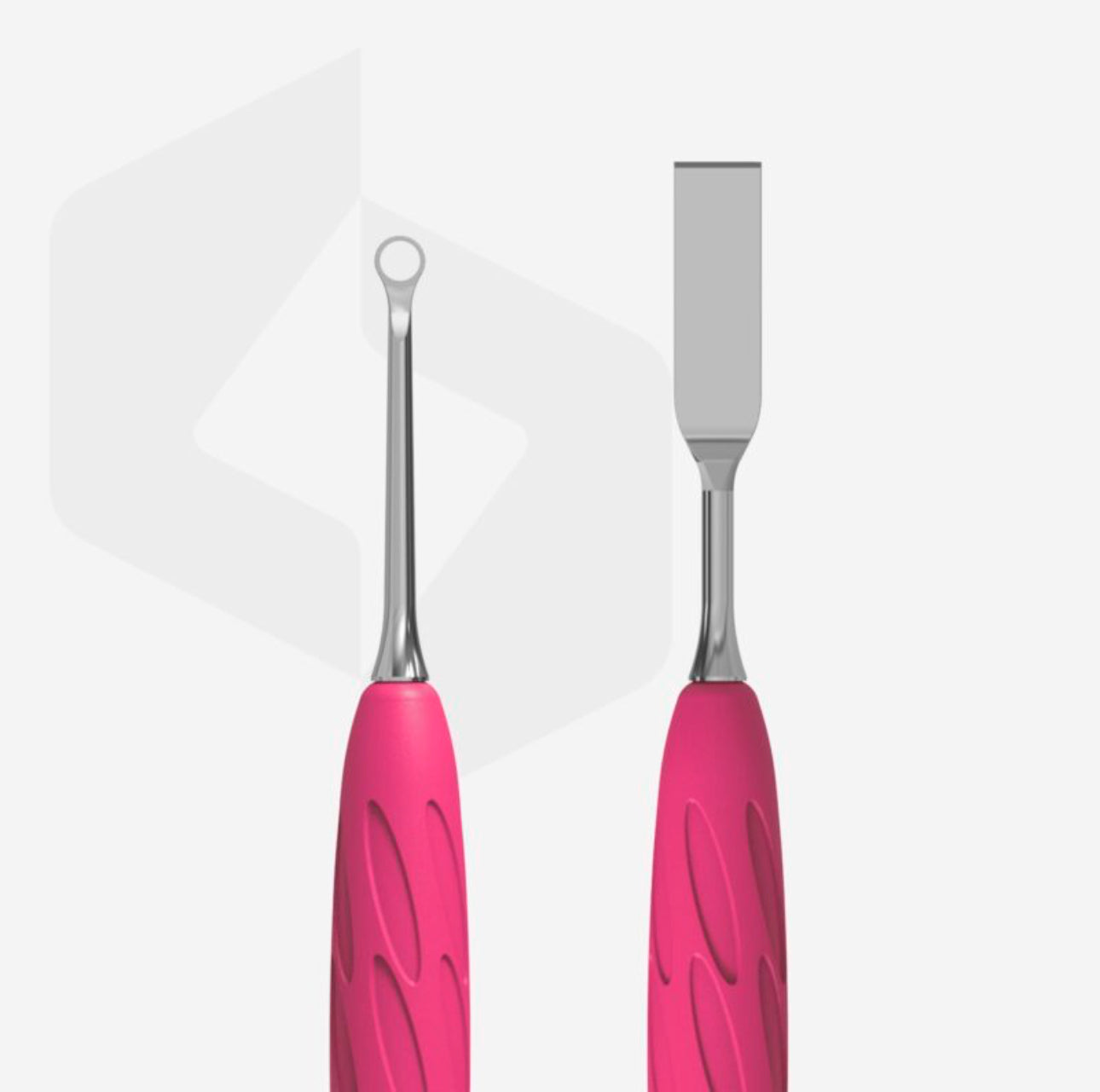 Manicure pusher with silicone handle “Gummy” UNIQ 11 TYPE 1 (flat straight pusher + ring)