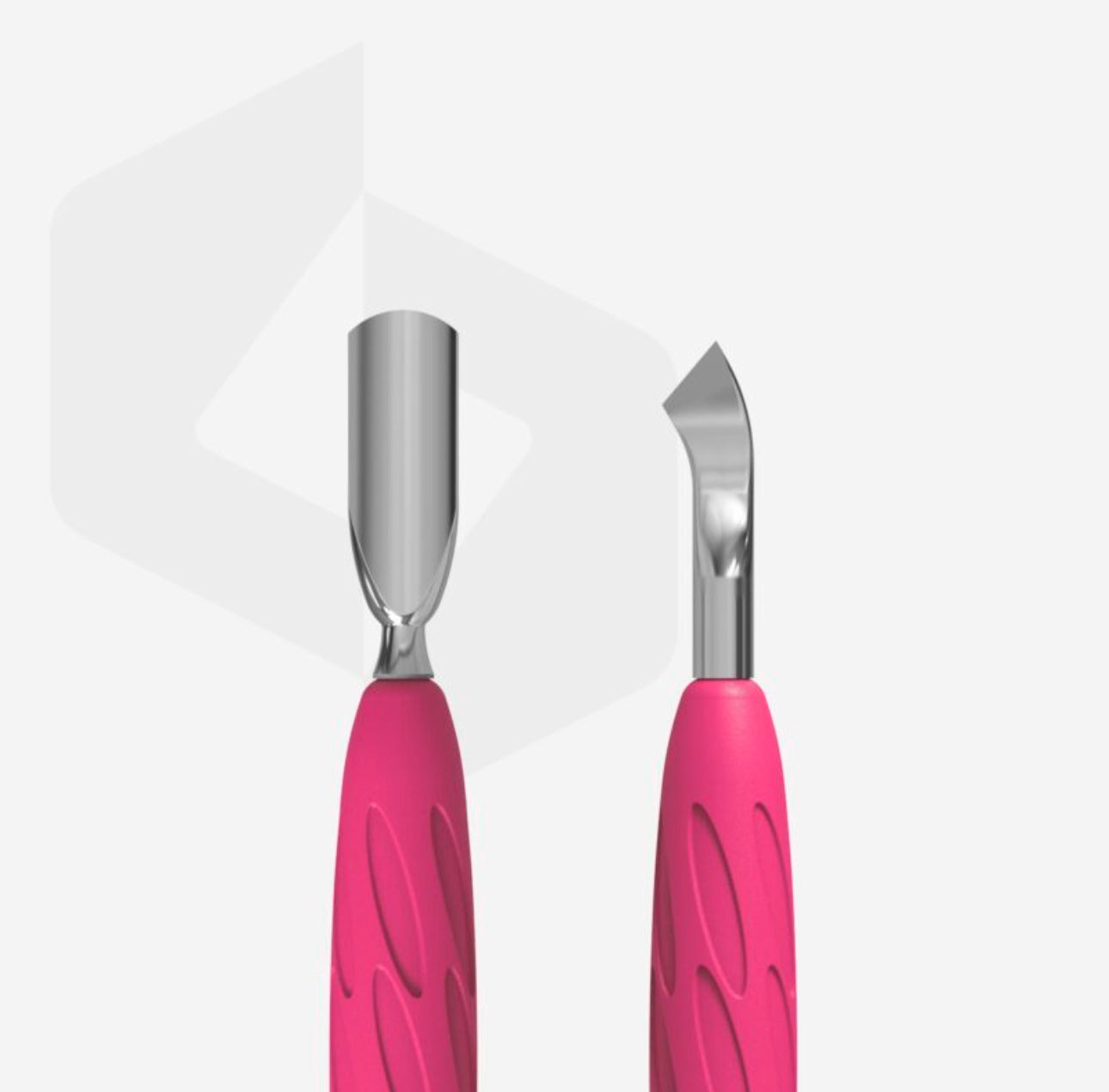 Manicure pusher with silicone handle “Gummy” UNIQ 10 TYPE 4.2 (narrow rounded pusher + bent blade)