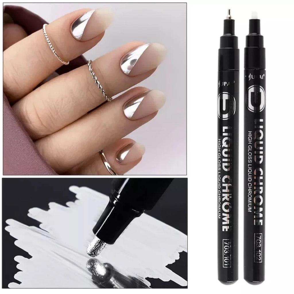 Mylee Chrome Pen Nails Chrome Pen Nails Liquid Chrome Pen Silver