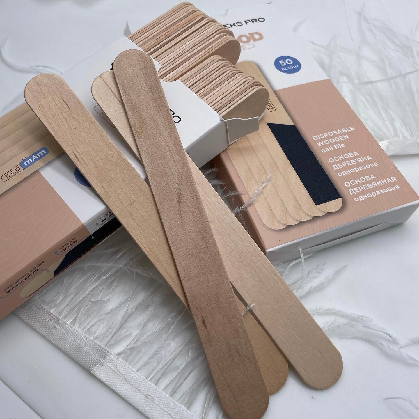 Disposable wooden nail file - 50 pcs