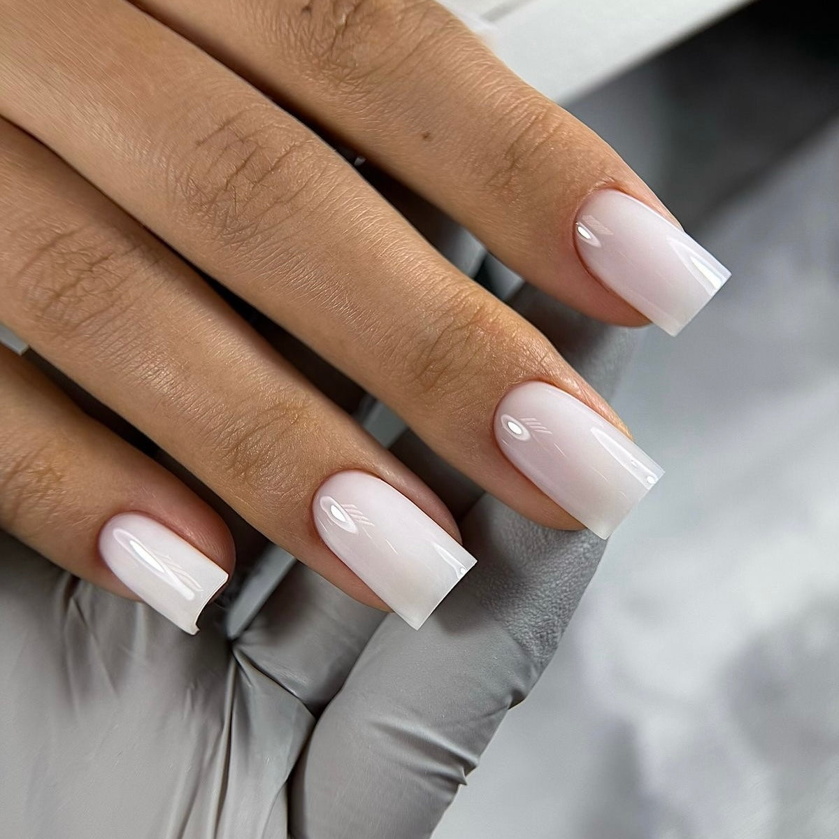 Milky hard gel for structured gel manicures