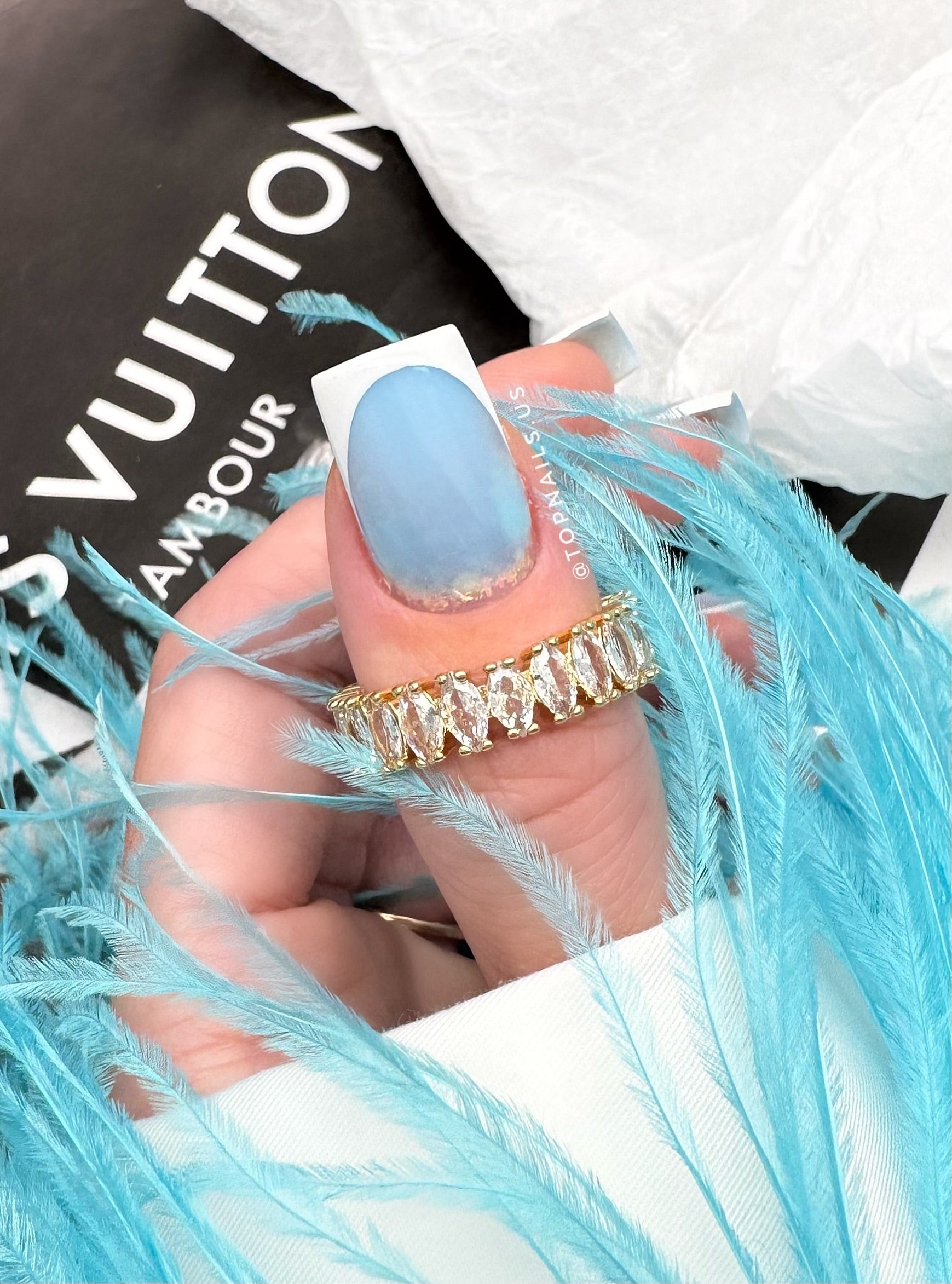 Blue hard gel for structured ocean-inspired manicures