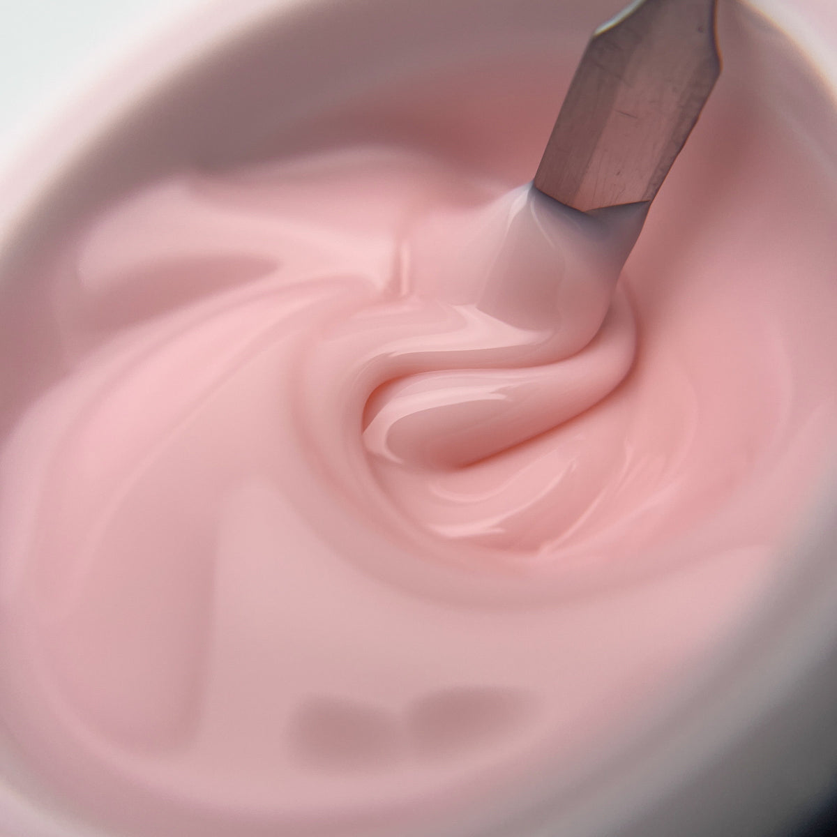Milky pink builder gel for bridal-inspired salon nail designs
