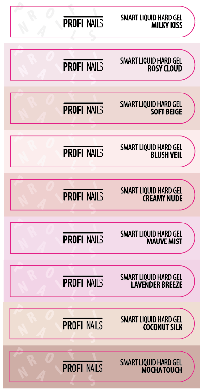 Profi Nails Nude Collection full set of nail swatch tip stickers for labeling salon shade displays.
