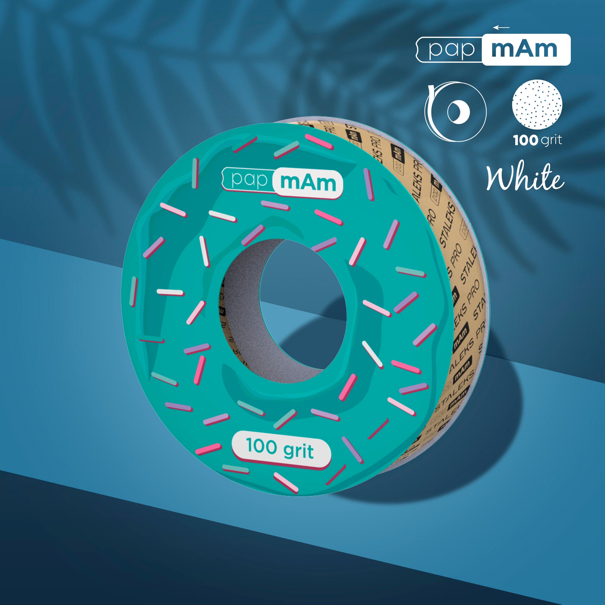 White disposable abrasive tape papmAm EXPERT 100 grit
