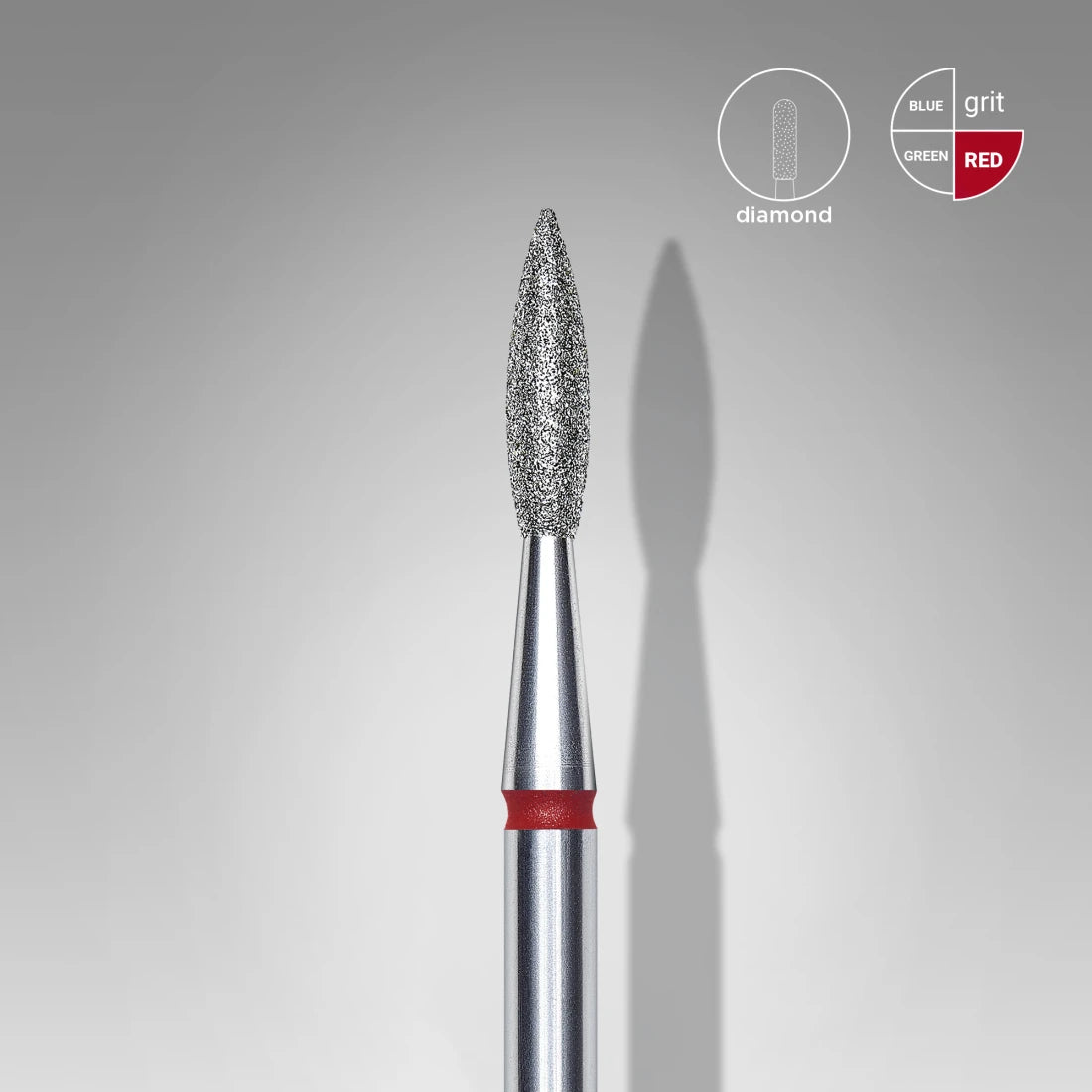 Diamond nail bit “flame”, sharp, Red 2.3 mm