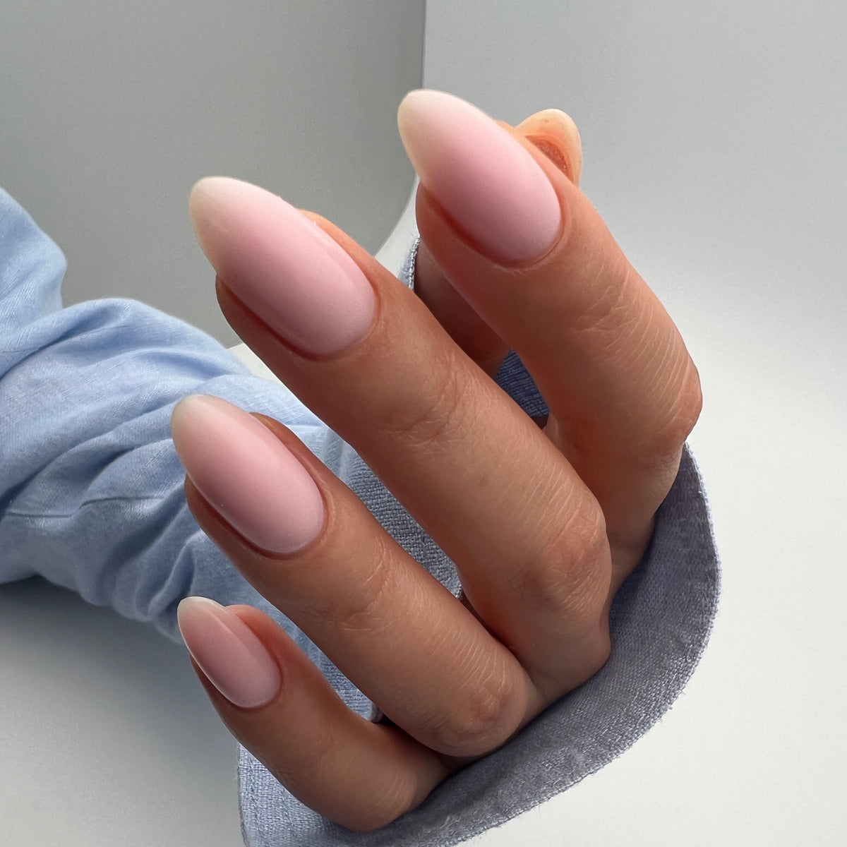 Rosy milky hard gel for baby boomer and nude manicures